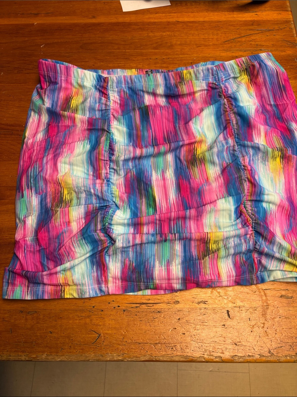 torrid Multicolor Ruched Mini Skirt in Pink Blue Teal